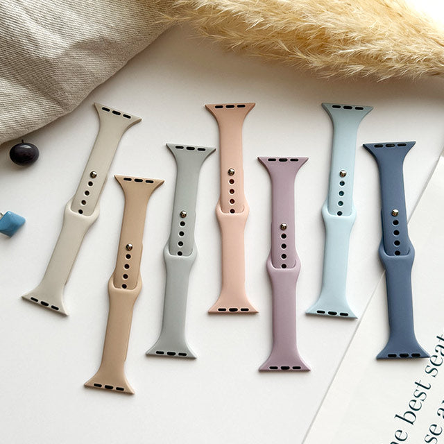 【Apple Watch バンド 41/40/38mm】スリムシンプルシリコンバンド (ライトグレー) for Apple Watch SE(第2/1世代)/Series9/8/7/6/5/4/3/2/1