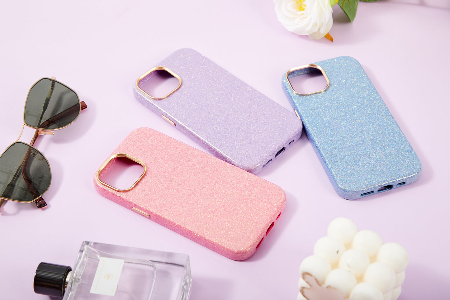 【iPhone15 Pro】Sparkling Case(rose pink)