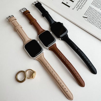 【Apple Watch38/40/41/42(S10)mm】Real Leather Band for Apple Watch (BLACK)