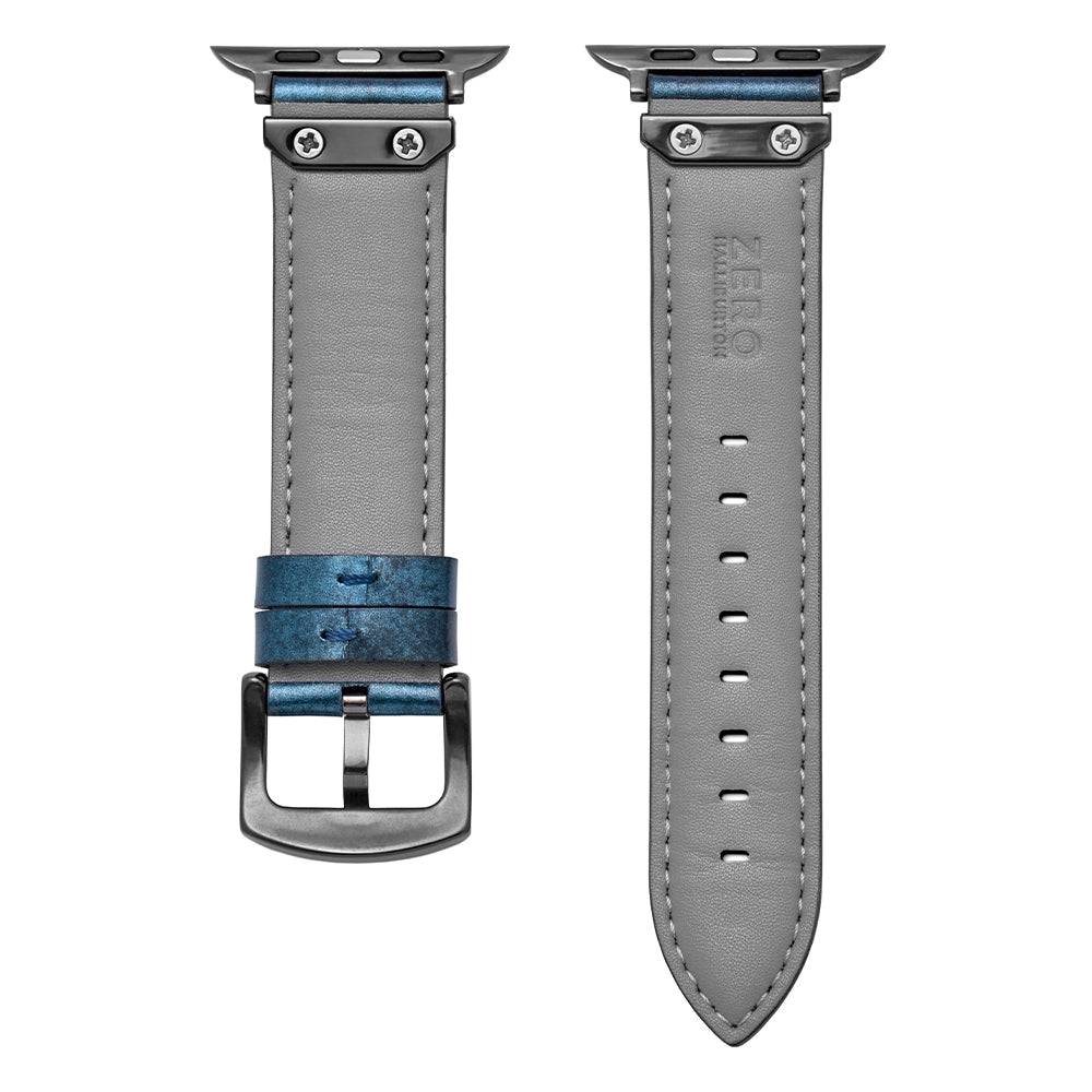 For Apple Watch (49/46/45/44mm)ZERO HALLIBURTON Leather WatchBand (Black)